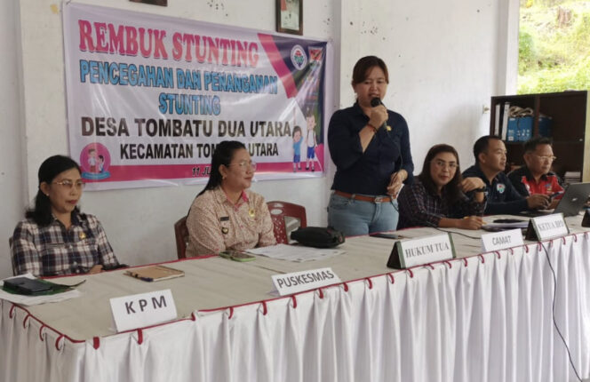 
					Sambutan Sekretaris Kecamatan Tombatu Utara, Syuli Legi, S.Pd dalam Rembuk Stunting Desa