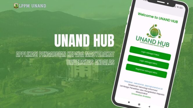 
					<em>Tampilan antarmuka aplikasi UNAND HUB yang menjadi platform penghubung UMKM dengan pakar dari Universitas Andalas.</em>