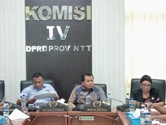 
					Wakil Ketua komisi IV DPRD NTT Benny Chandradinata, di apit oleh Ketua dan salah satu anggota, (Istimewa)