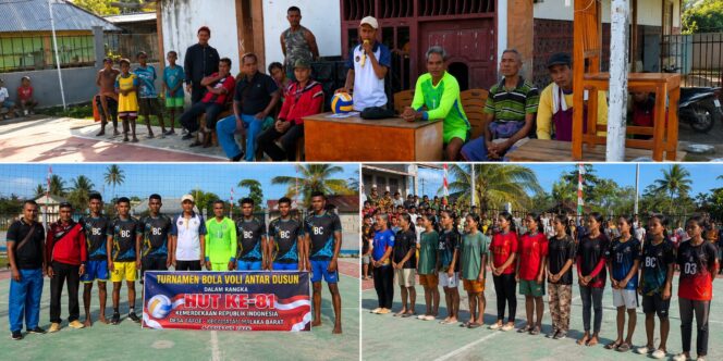 
					Momen Serimonial Pembukaan Turnamen Bola voli Peringatan HUT RI ke-81 antar dusun se -desa Fafae Kecamatan Malaka Barat, (foto istimewa)