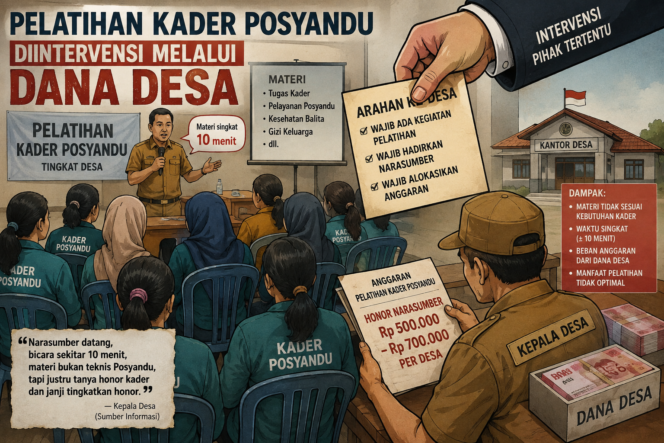 
					Ilustrasi gambar pelatihan kader posyandu tidak sesuai mekanisme dan regulasi.